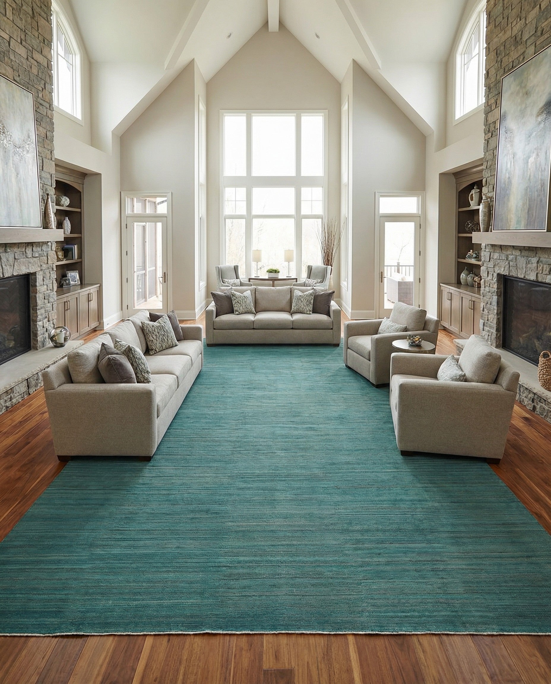 12' 6 x 18' 6 Hand Woven Kilim Afghan Wool Rug