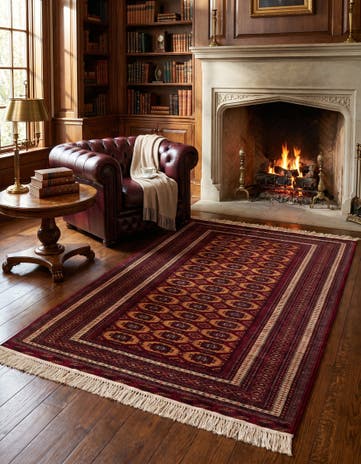 4' 2 x 5' 8 Hand Knotted Bokhara Oriental Wool Rug