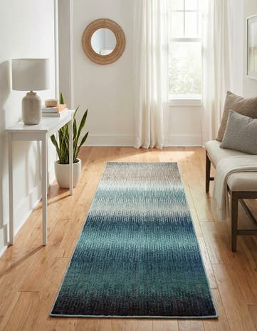 Blue Washable Hyacinth Runner Rug