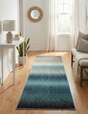 Blue Washable Hyacinth Runner Rug