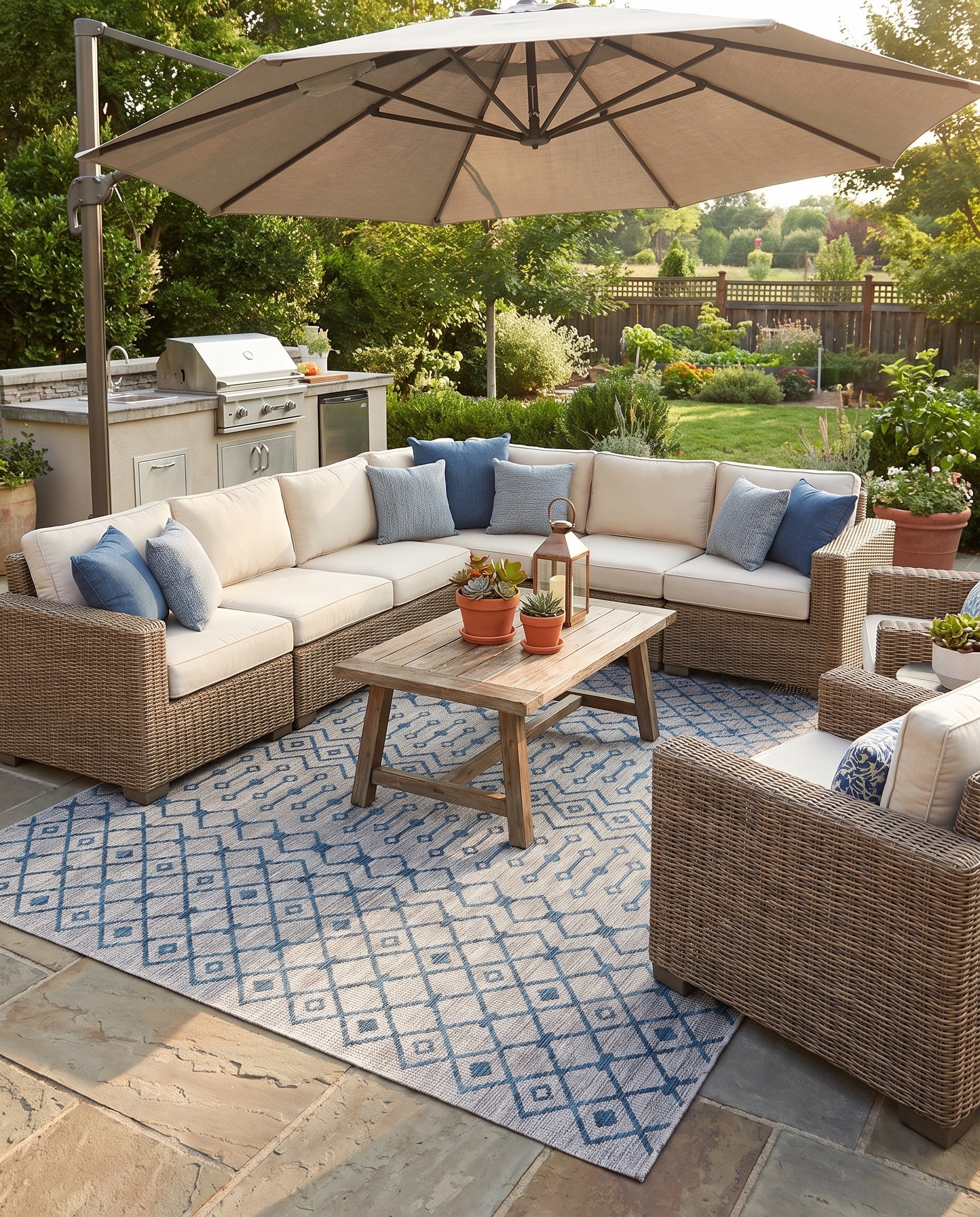 9' x 12' 2 Easy-Clean Lattice Indoor / Outdoor Rug