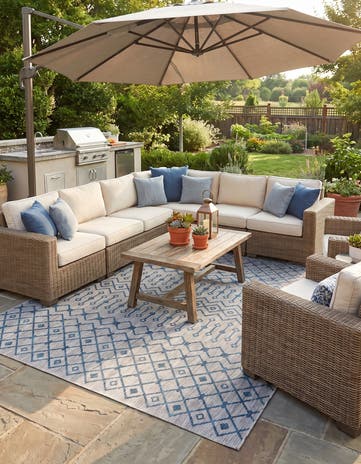 9' x 12' 2 Easy-Clean Lattice Indoor / Outdoor Rug