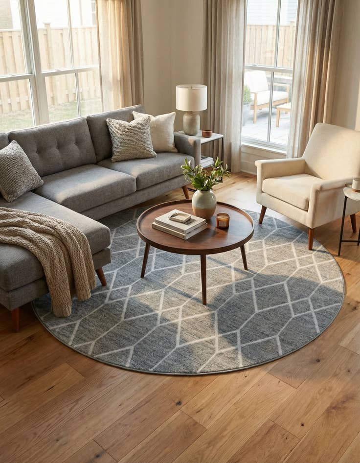 Detail image of 7' x 7' Lattice Trellis Round Rug