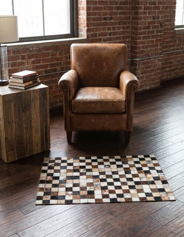 2' x 3' 1 Cowhide Leather Rug