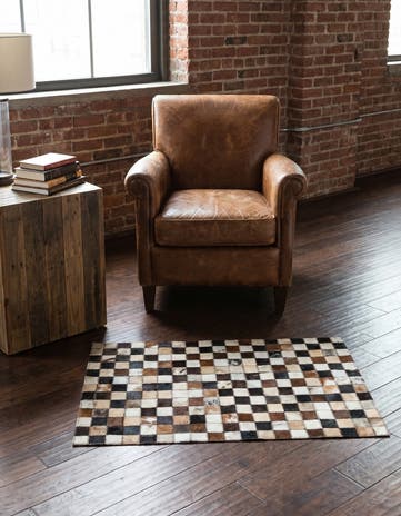 2' x 3' 1 Cowhide Leather Rug