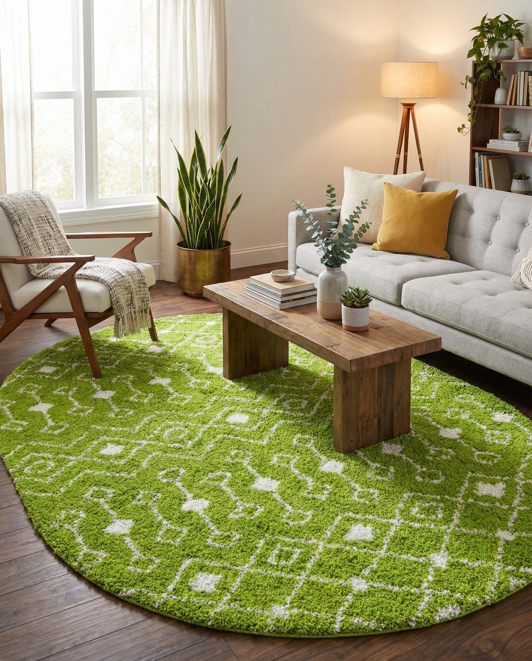 7' 10 x 10' Moroccan Trellis Shag Oval Rug