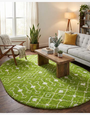 7' 10 x 10' Moroccan Trellis Shag Oval Rug