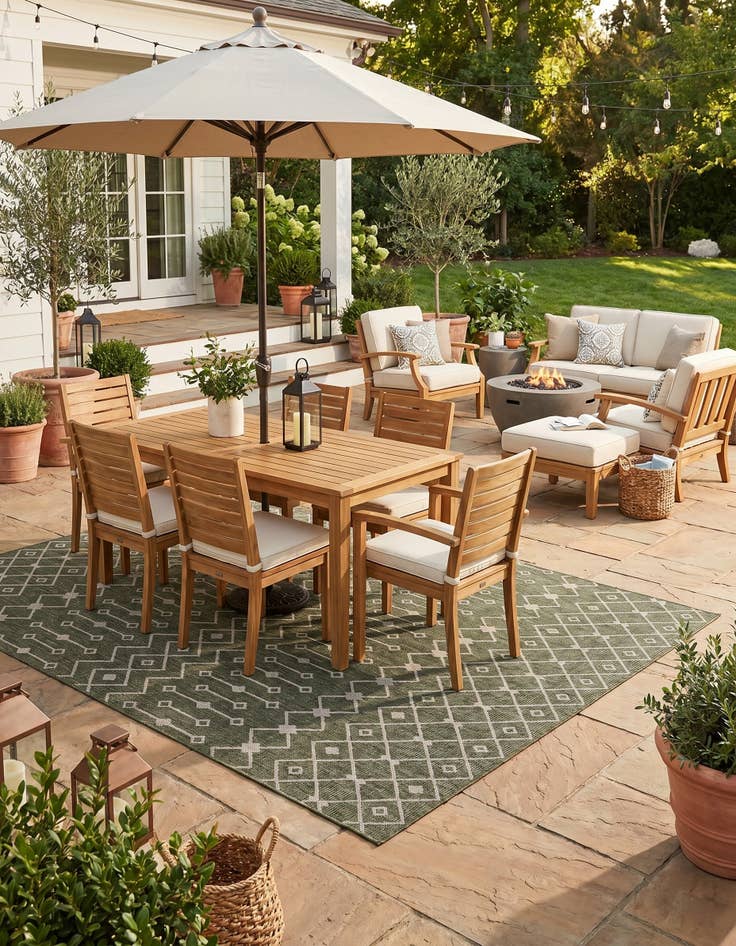 Detail image of 7' 10 x 10' Easy-Clean Lattice Indoor / Outdoor Rug