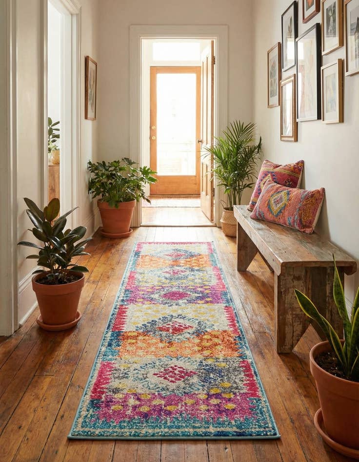 Detail image of 2' x 6' 9 Washable Carnevale Runner Rug