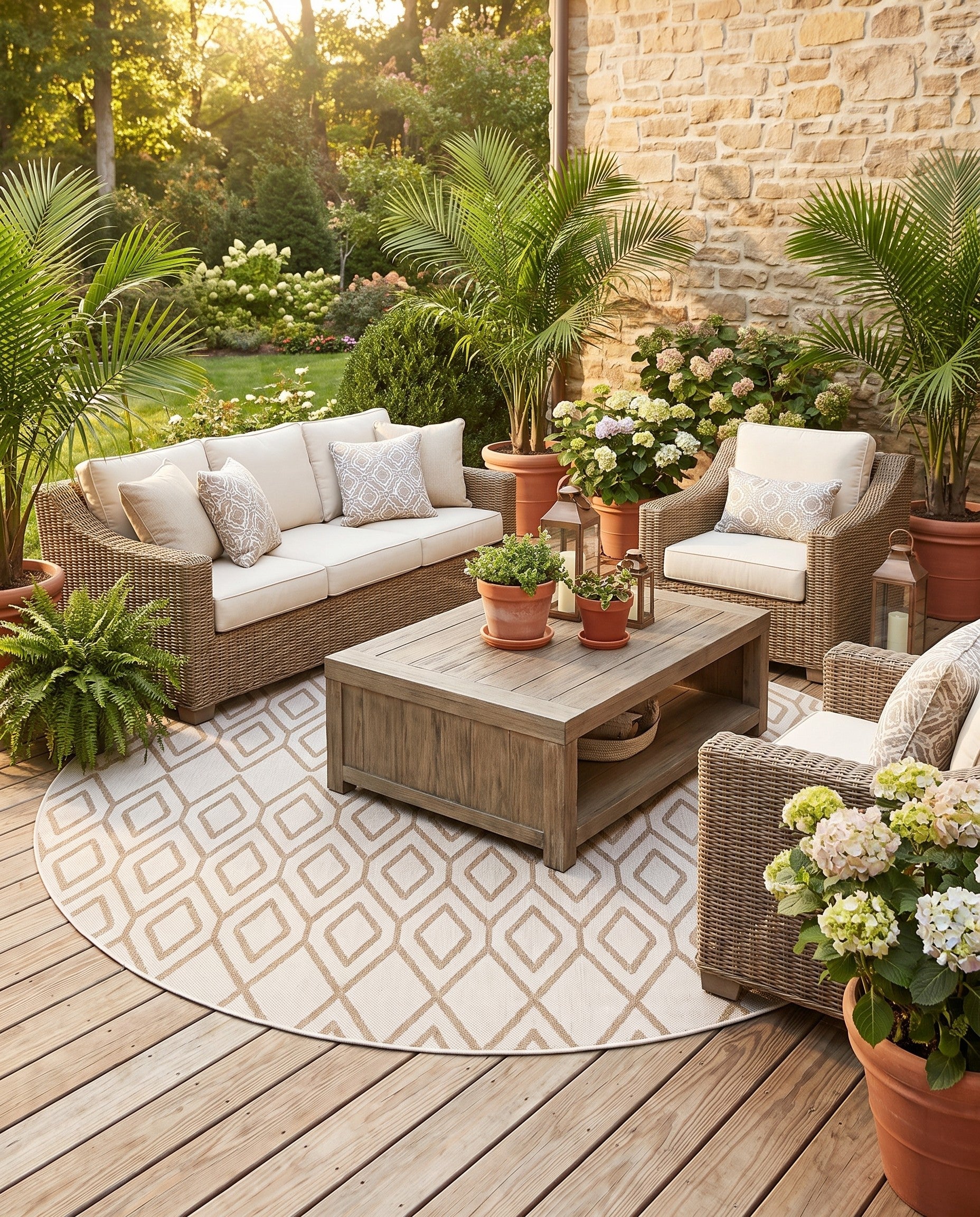 7' x 7' Easy-Clean Jill Zarin Indoor / Outdoor Round Rug