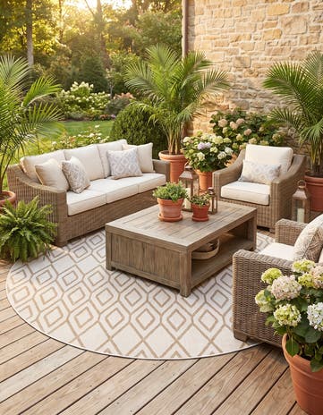 7' x 7' Easy-Clean Jill Zarin Indoor / Outdoor Round Rug