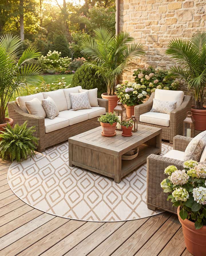 7' x 7' Easy-Clean Jill Zarin Indoor / Outdoor Round Rug