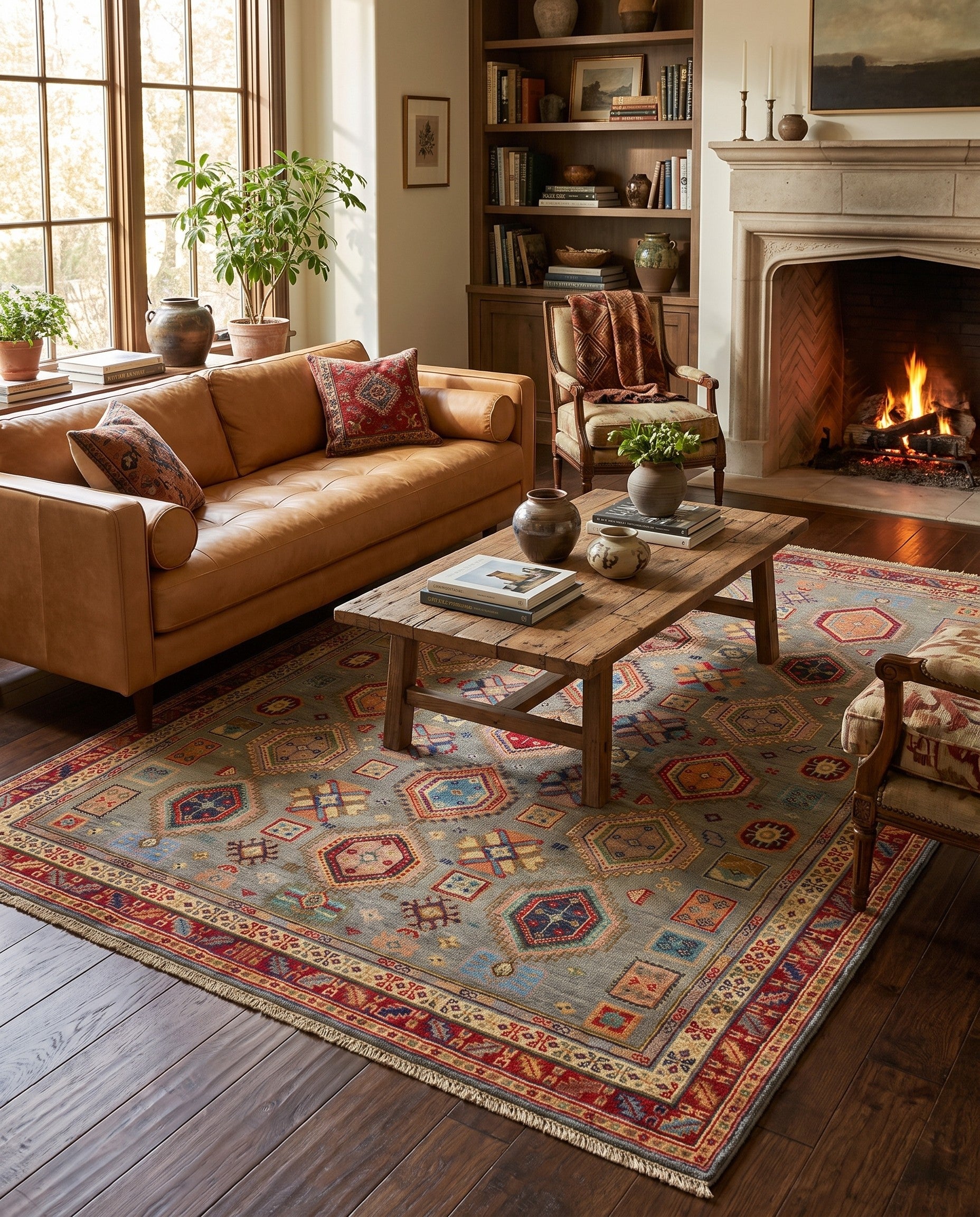 5' 4 x 7' 8 Hand Knotted Kazak Rug