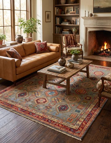5' 4 x 7' 8 Hand Knotted Kazak Rug