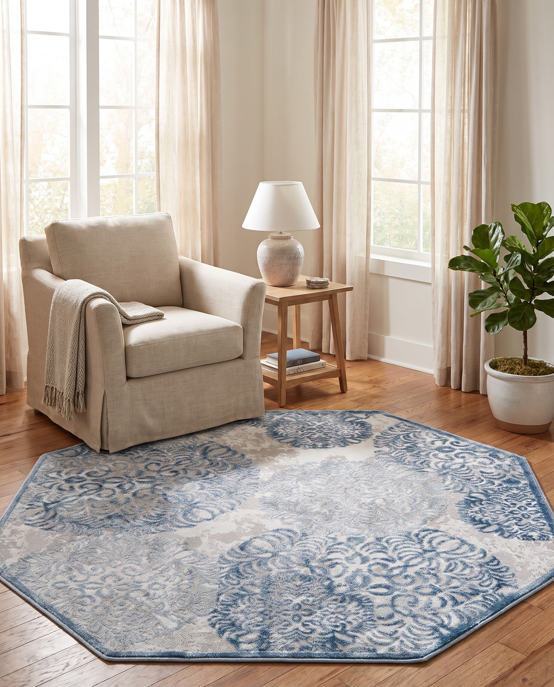 Blue Chesterfield Octagon Rug
