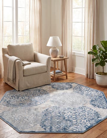 Blue Chesterfield Octagon Rug