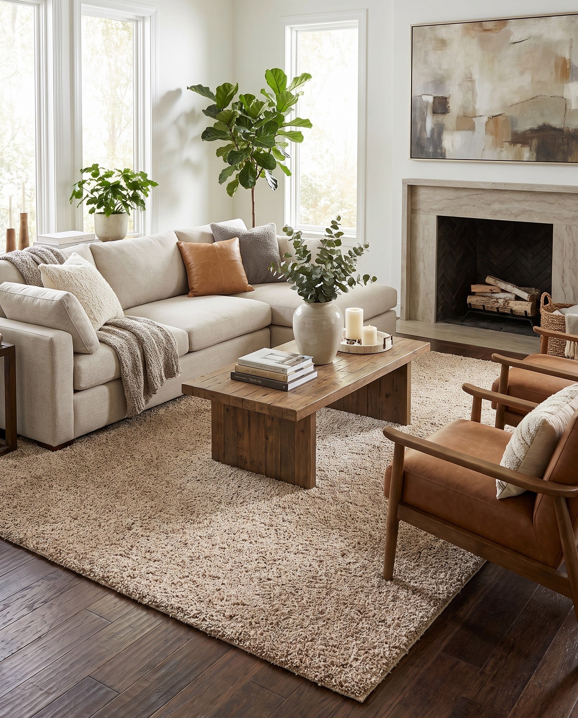 9' x 12' Comfort Solid Shag Rug