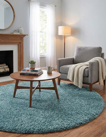 215cm x 215cm Solid Shag Round Rug