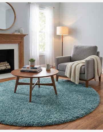 7' x 7' Solid Shag Round Rug