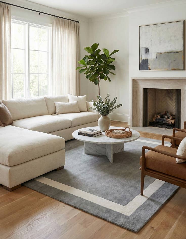 Detail image of 10' x 10' Jill Zarin Border Wool Square Rug