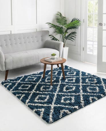  6' x 6' Lattice Shag Square Rug