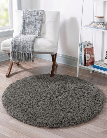 Smoke Infinity Shag Round Rug
