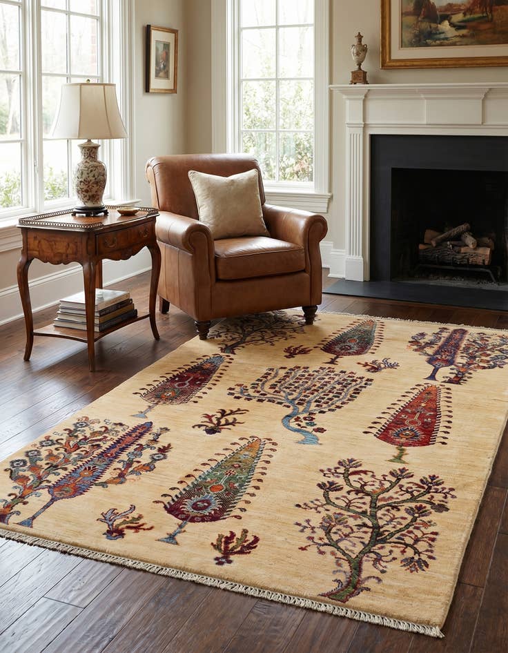 Detail image of 3' 11 x 6' 3 Hand Knotted Ariana Ziegler Rug