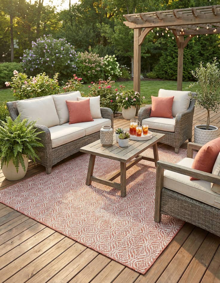 Detail image of 5' 3 x 8' Washable Lattice Indoor / Outdoor Rug