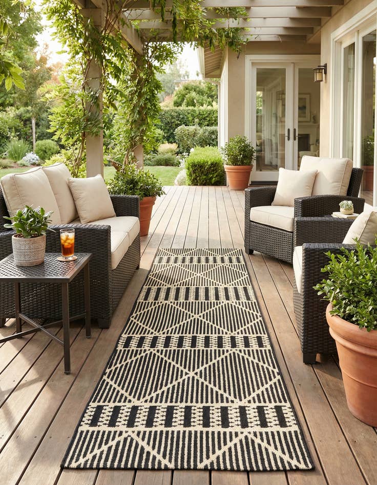 Detail image of 2' x 6' Easy-Clean Trellis Indoor / Outdoor Runner Rug