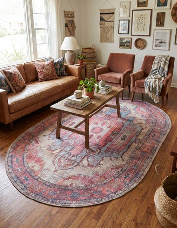 5' 3 x 8' Washable Maahru Oval Rug