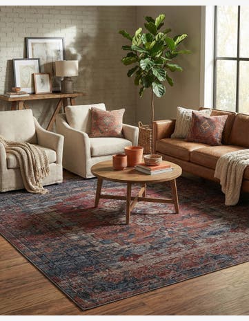 Antique Red Yara Square Rug