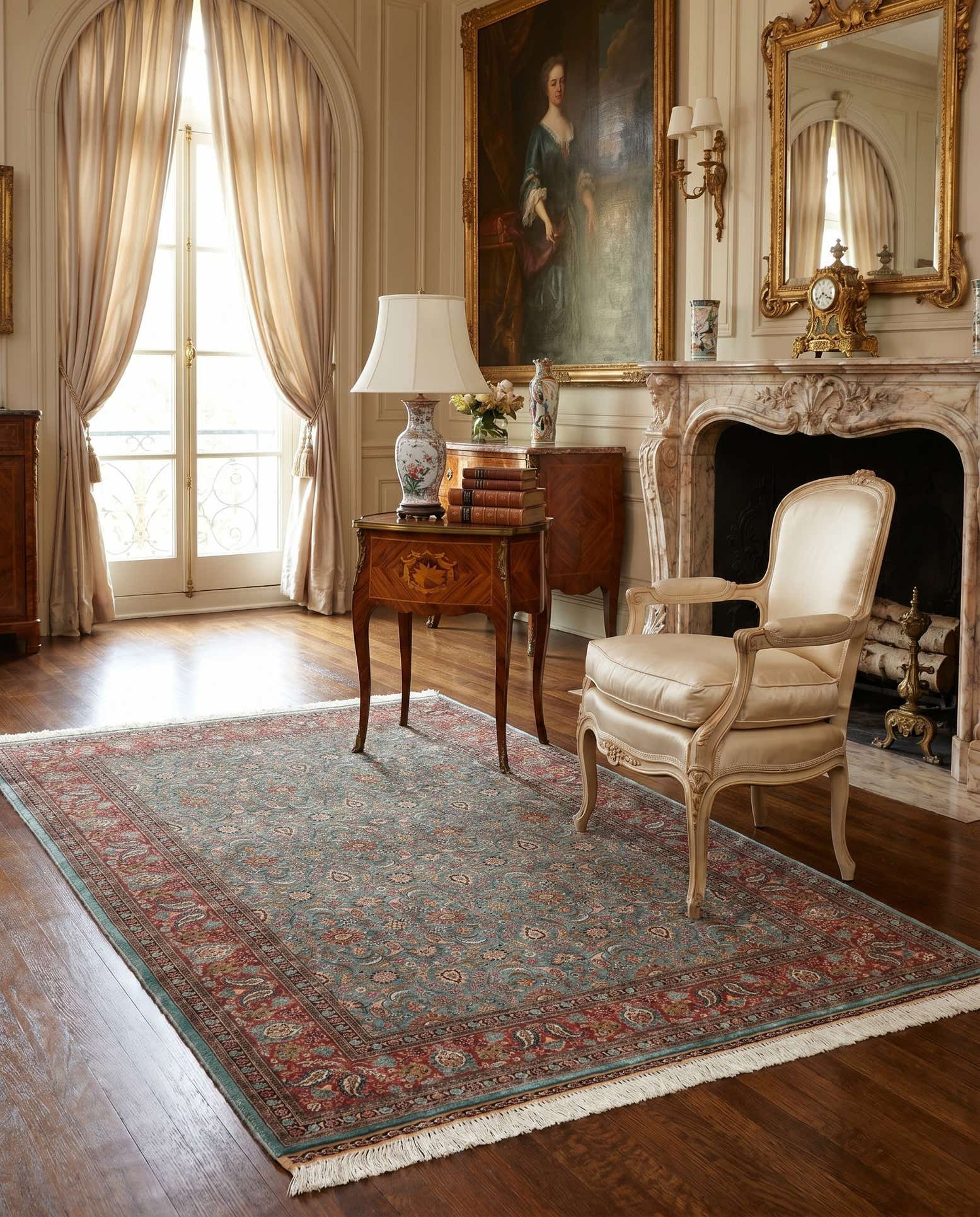 3' 10 x 5' 3 Hand Knotted Hereke Silk Rug