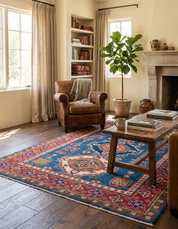 4' x 5' 8 Hand Knotted Kazak Rug