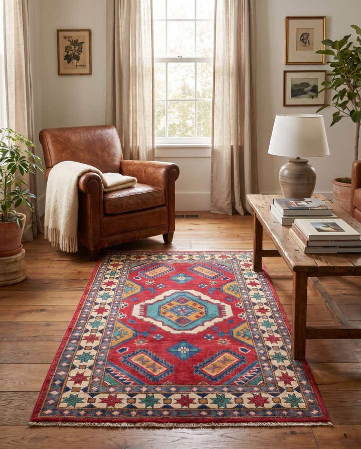 85cm x 135cm anudado a mano Kazak Alfombra