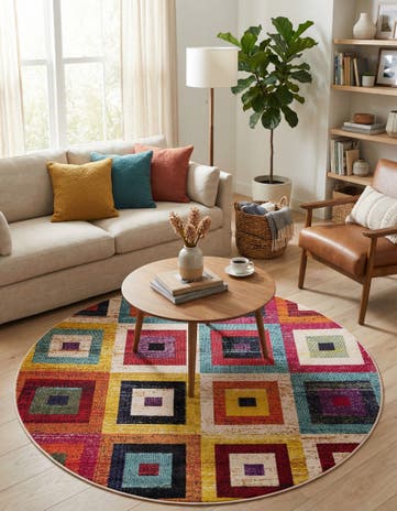 Washable Hyacinth Round Rug