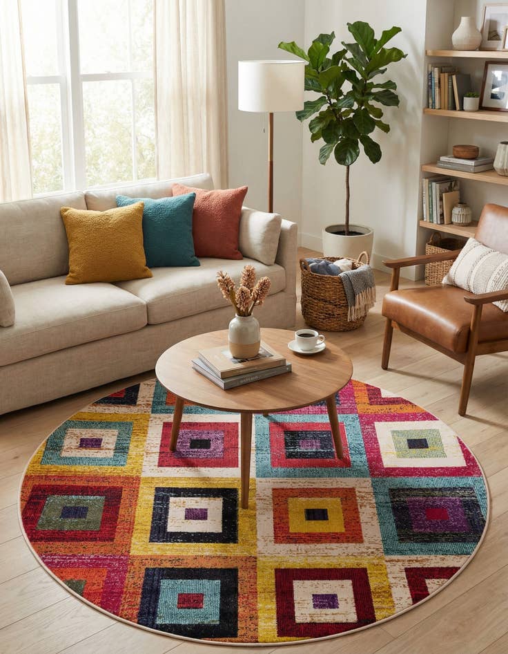 Detail image of 6' x 6' Washable Casablanca Round Rug