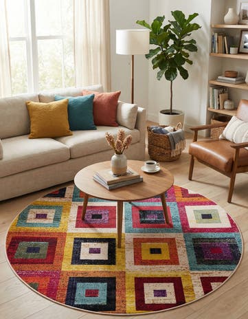 Washable Hyacinth Round Rug