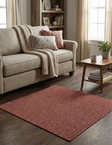 Rust Red Everyday Solid Square Rug