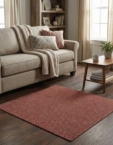 Rust Red Everyday Solid Square Rug