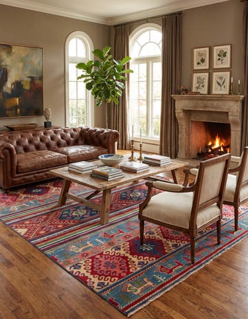 6' 9 x 9' 10 Hand Knotted Kazak Rug