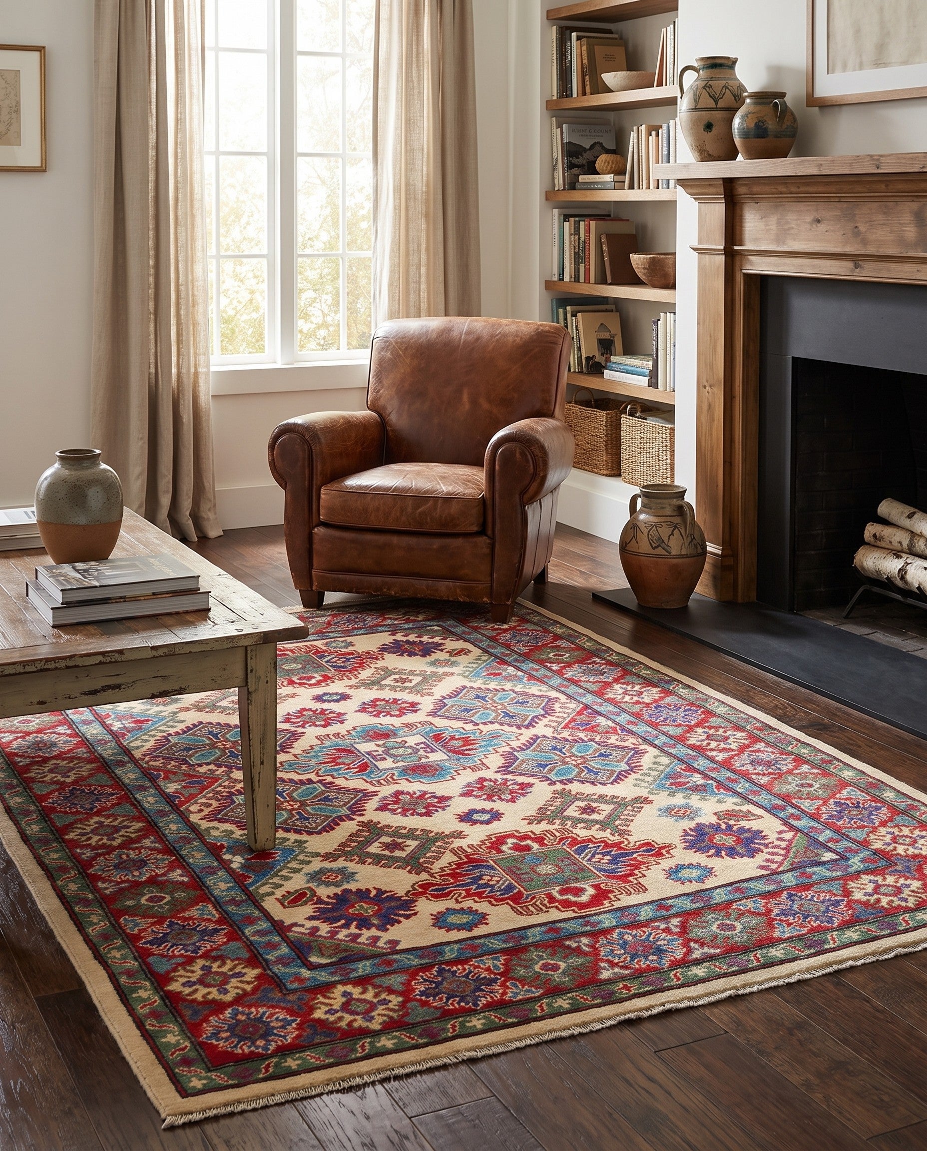 4' 11 x 6' 8 Hand Knotted Kazak Rug
