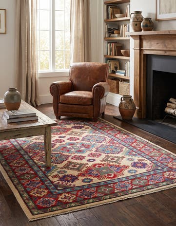4' 11 x 6' 8 Hand Knotted Kazak Rug