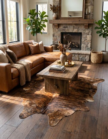 5' 3 x 6' 2 Cowhide Leather Rug