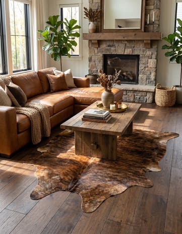 5' 3 x 6' 2 Cowhide Leather Rug