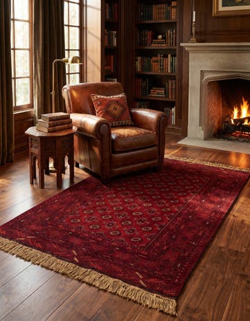 4' 1 x 6' 3 Hand Knotted Afghan Akhche Wool Rug