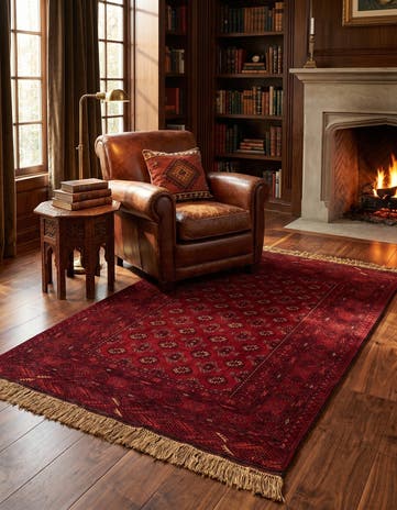 4' 1 x 6' 3 Hand Knotted Afghan Akhche Wool Rug