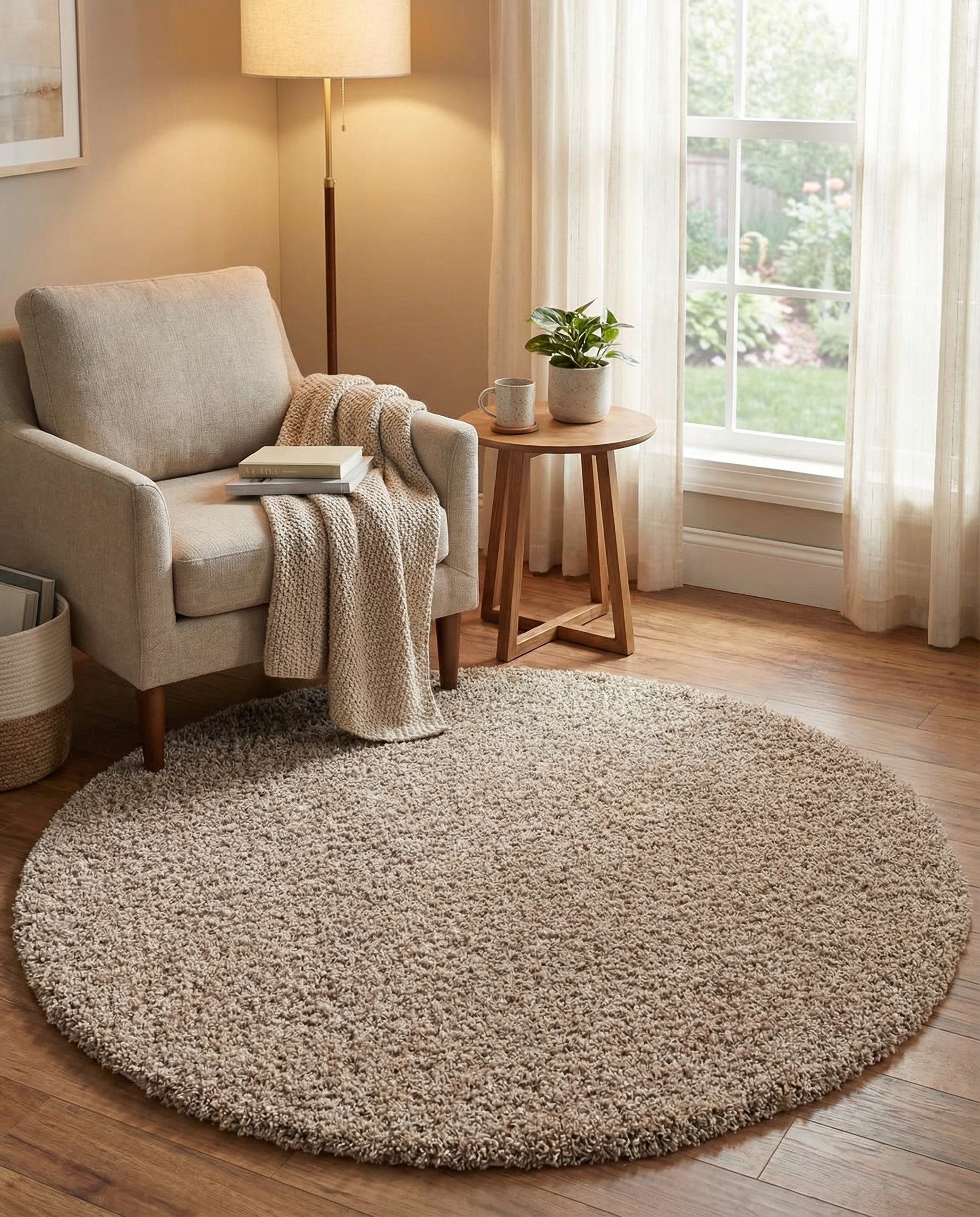 Primary image 5' 3 x 5' 3 Solid Shag Round Rug