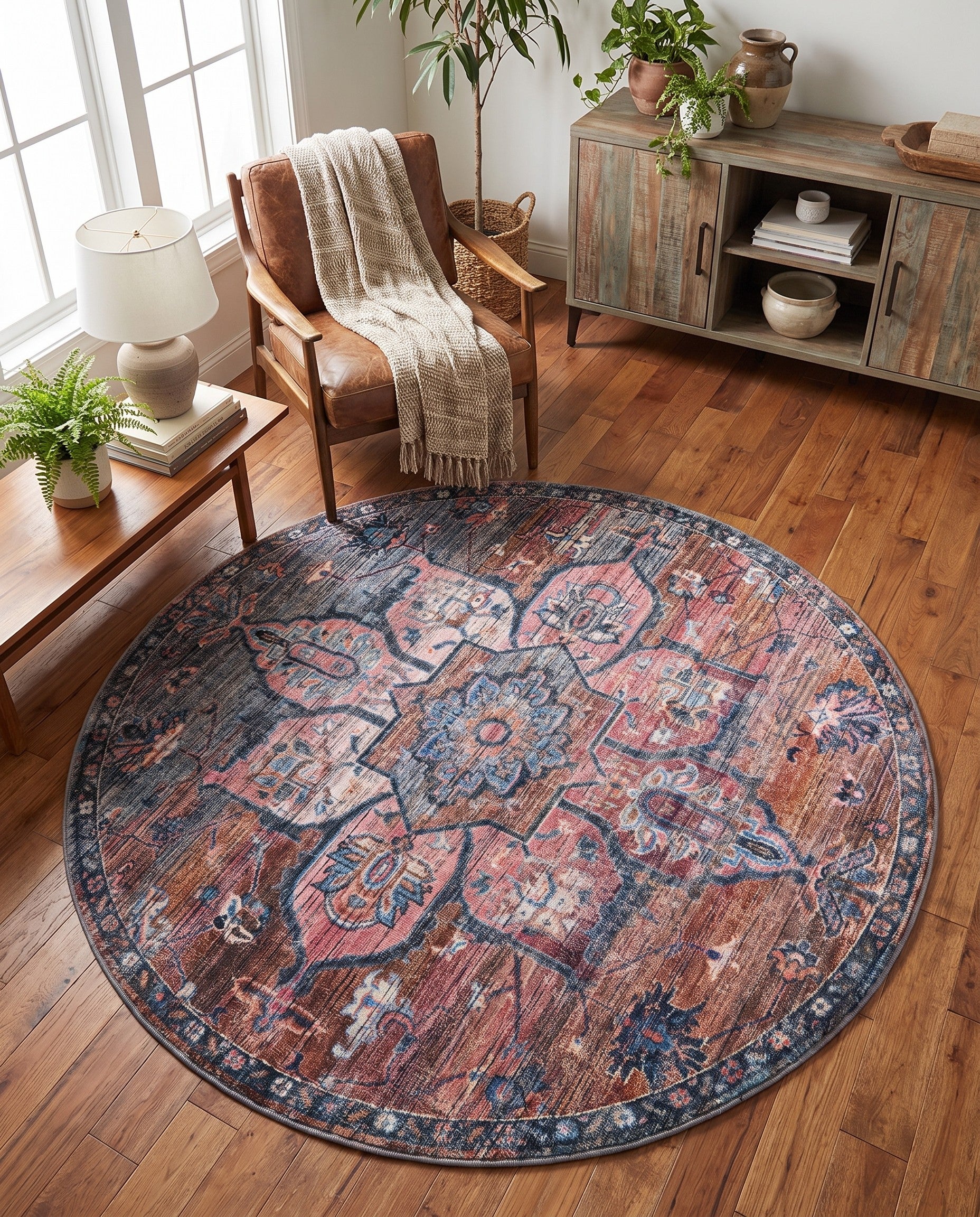 Washable Nostalgia Round Rug