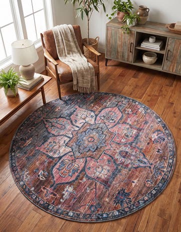 Washable Nostalgia Round Rug