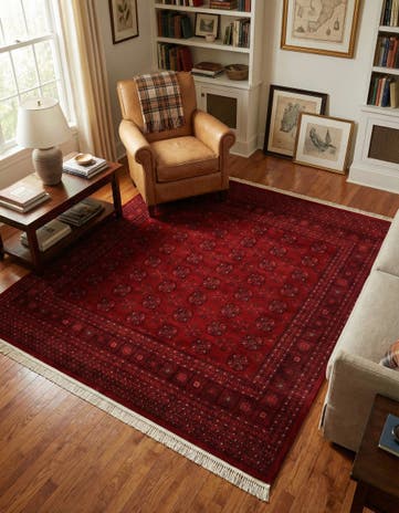 Red Bokhara Square Rug